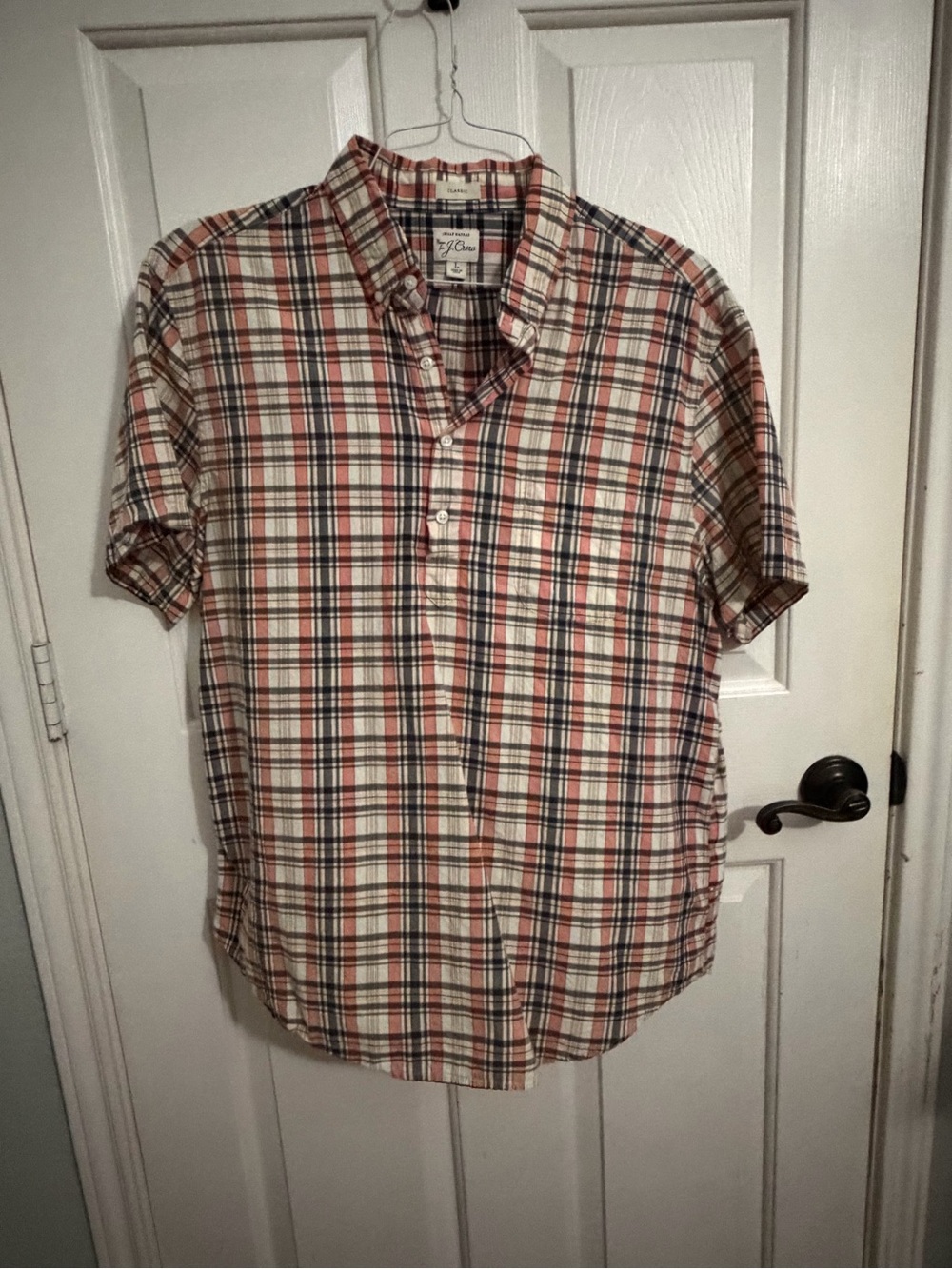 J. Crew Madras Popover classic fit Men’s Large short sleeve button down